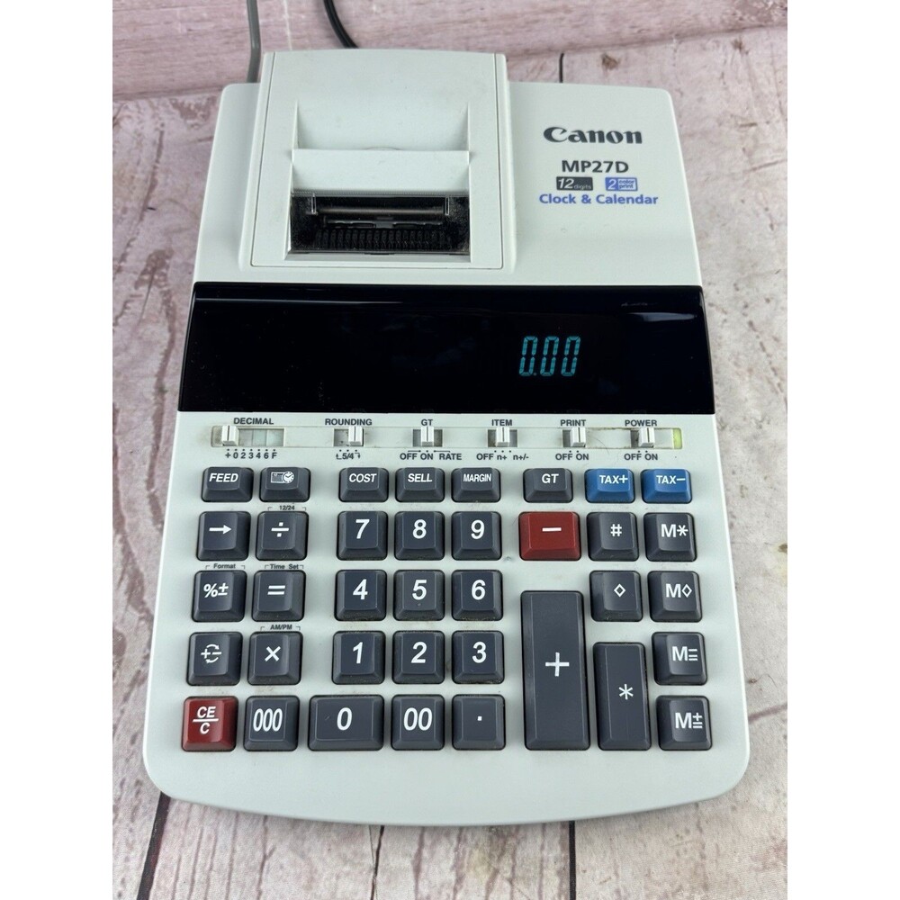 Canon MP27D 12 Digit 2 Color Printing Calculator Clock Calendar Tested Working